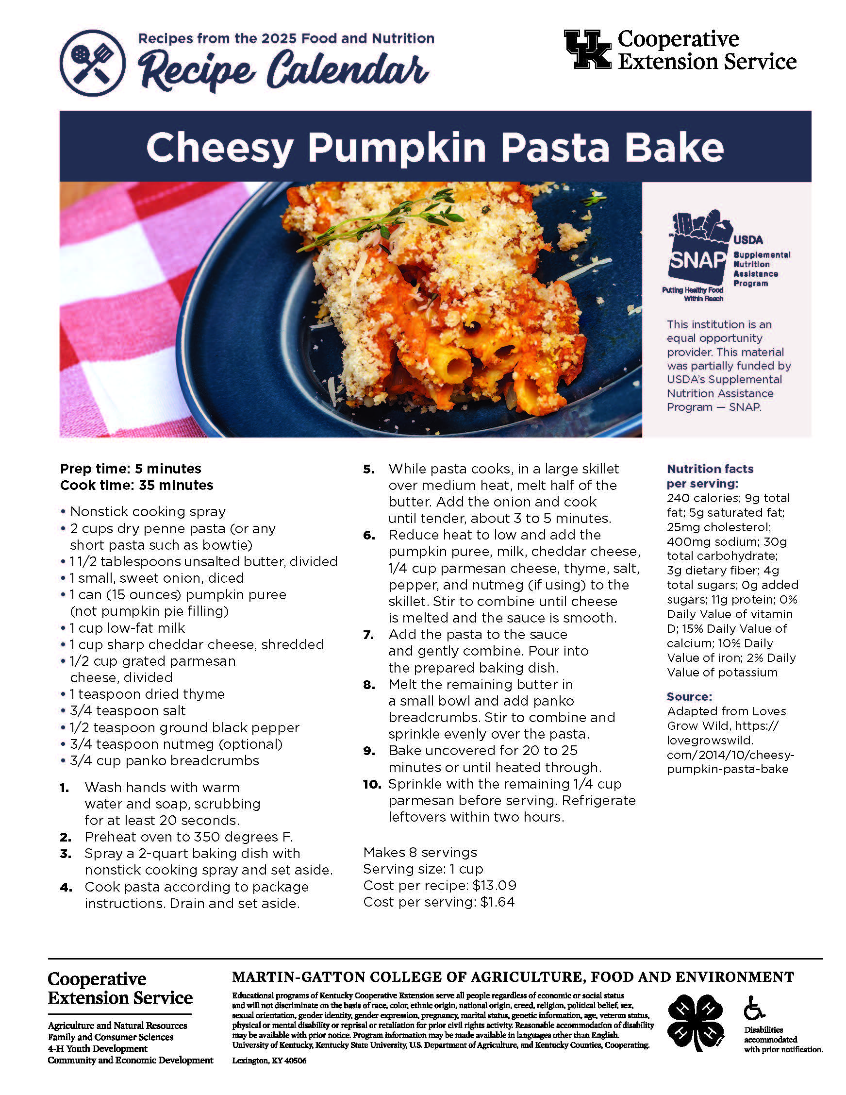 Recipe for October's Cooking Through the Calendar